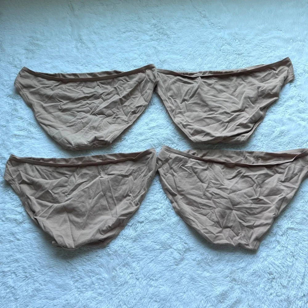 Quince Womens Organic Cotton Stretch Bikini Panties 4-Pack Tan Nude Size Medium